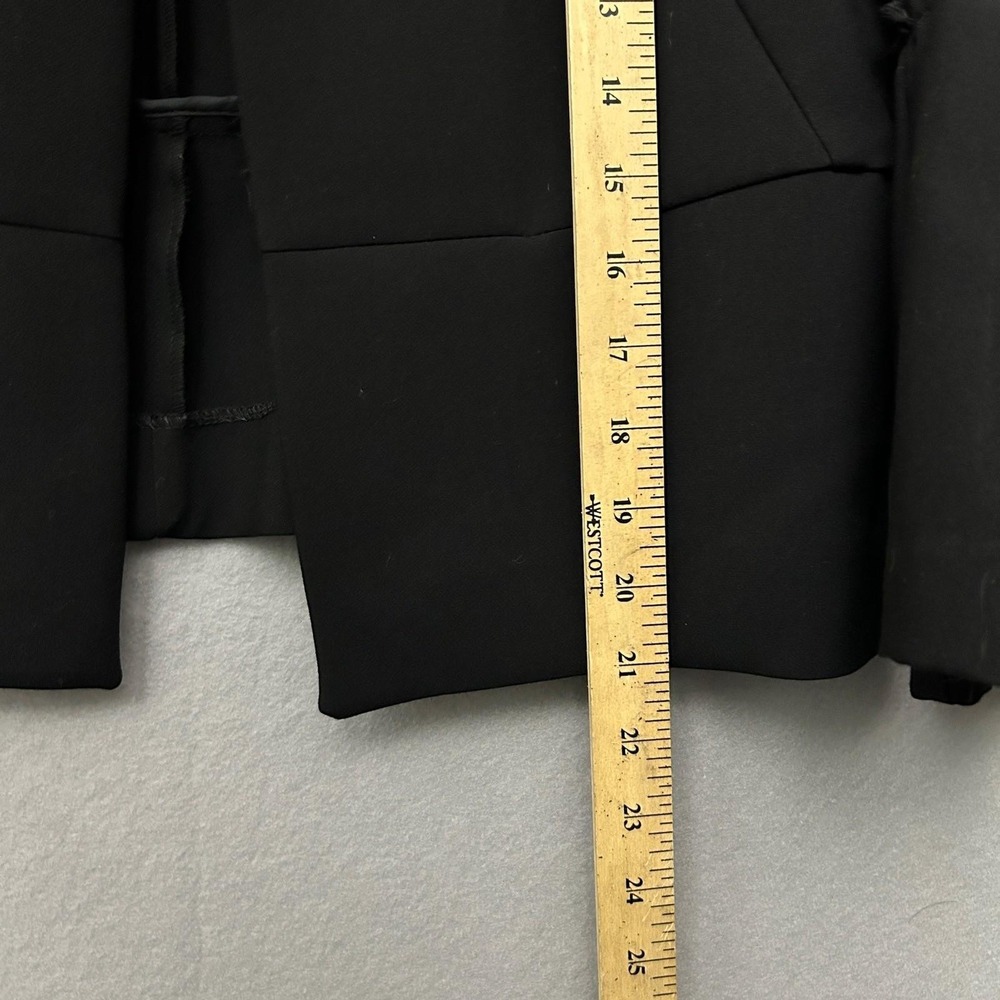 ZARA BASIC Black Bell Sleeve Cropped Blazer Jacket Open Front Size L Work Party - Picture 8 of 14